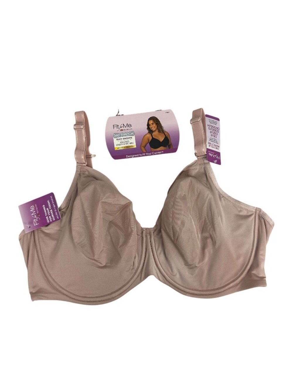 Fit For Me By Fruit Of The Loom Plus Size 360° Stretch Bra 42DDD Rose FT967